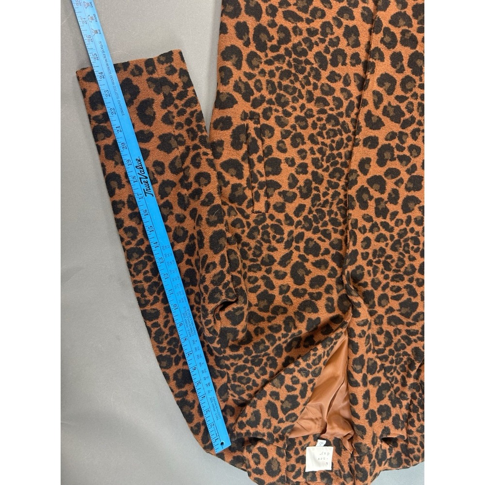 A New Day Women's Leopard Print Long Coat Size M Brown Black Snap Front Lined 45 - Picture 6 of 11